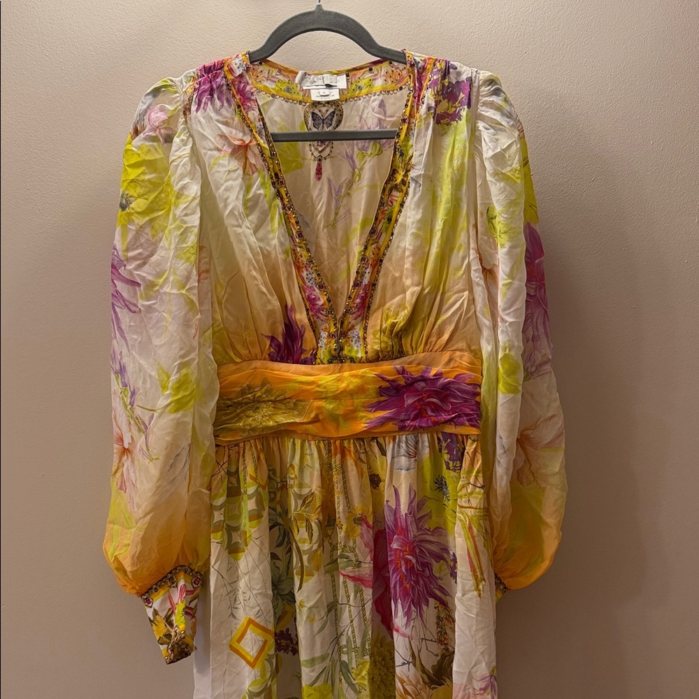 Camilla Yellow and Purple Floral Maxi Dress